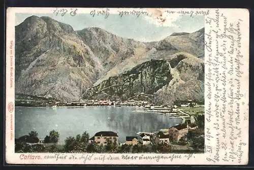 AK Kotor / Cattaro, Ortsansicht mit Bergpanorama