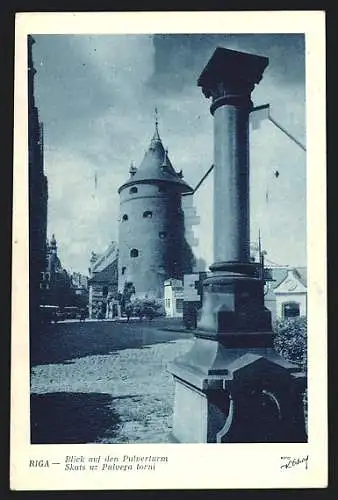 AK Riga, Säule mit Blick zum Pulverturm