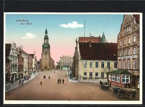 AK Insterburg, Alter Markt mit Hotel Rheinischer Hof