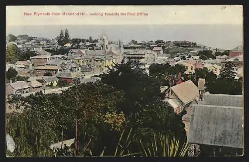 AK New Plymouth, General view from Marsland Hill looking towards the Post Office