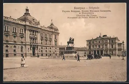 AK Belgrade, Direction des Fonds, Monument de Prince Michel et Théatre