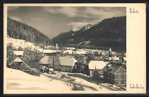 AK Ratece, Ortsansicht in den winterlichen Bergen