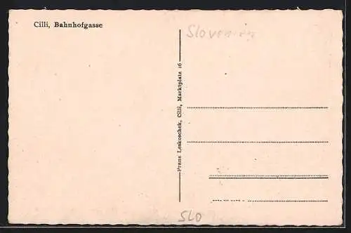 AK Celje / Cilli, Partie an der Bahnhofgasse