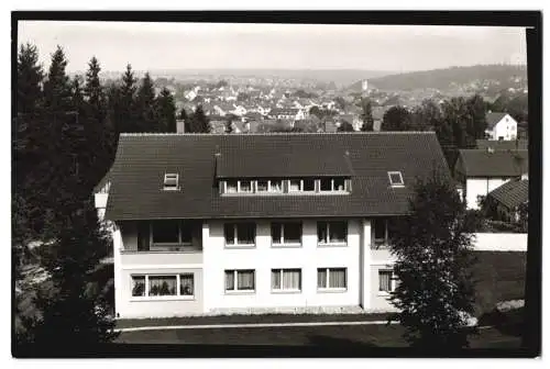 6 Fotografien Schöning & Co., Lübeck, Ansicht Langensteinbach, Dorfstrasse, Kirche, Pflegeheim, Gasthaus zum Anker u.a.