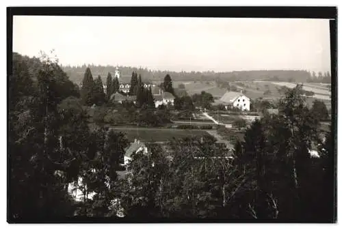 6 Fotografien Schöning & Co., Lübeck, Ansicht Langensteinbach, Dorfstrasse, Kirche, Pflegeheim, Gasthaus zum Anker u.a.