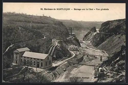 AK Montlucon, Barrage sur le Cher, Vue générale