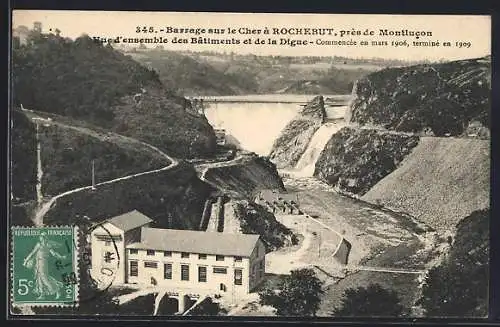 AK Rochebut /Montlucon, Bassage sur le Cher, Vue d`ensemble des Bâtimentes et de la Digue
