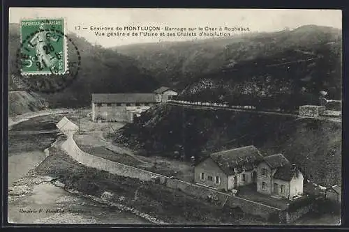 AK Rochebut /Montlucon, Barrage sur le Cher, Vue générale de l`Usine et des Chalets d`habitation