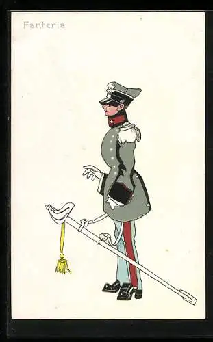 Künstler-AK Italienischer Soldat der Infanterie in Uniform