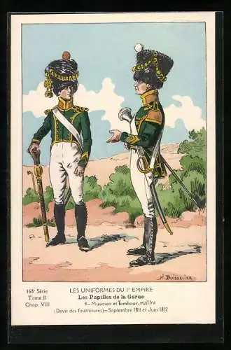 Künstler-AK Les Uniformes du Ier Empire, Les Pupilles de la Garde, Musicien et Tambour-Maitre