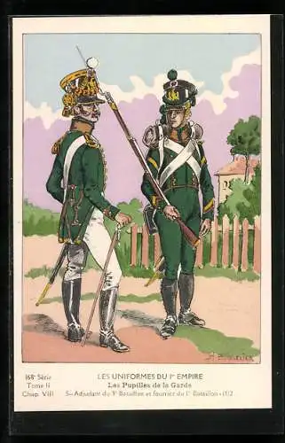 Künstler-AK Les Uniformes du Ier Empire, Les Pupilles de la Garde, Adjudant du 9e Bataillon