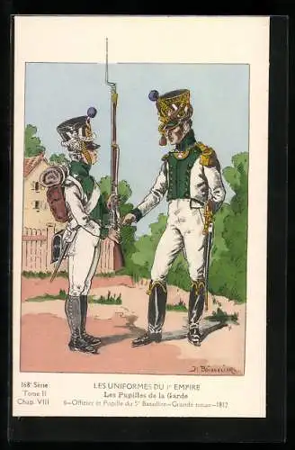 Künstler-AK Les Uniformes du Ier Empire, Les Pupilles de la Garde, Officier et Pupille du 5e Bataillon