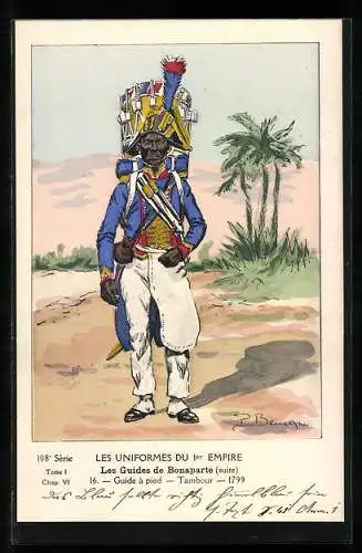 Künstler-AK Les Uniformes du Ier Empire, Les Guides de Bonaparte, Guide a pied, Tambour