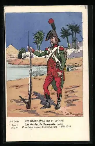 Künstler-AK Les Uniformes du Ier Empire, Les Guides de Bonaparte, Guide a pied d`apres Lejeune