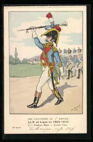 Künstler-AK Les Uniformes du Ier Empire, Le 3e de Ligne en1809-1810, Tambour