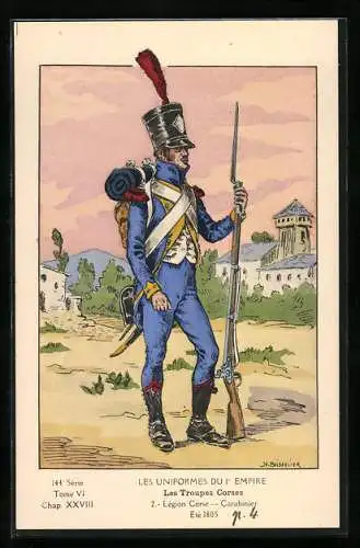 Künstler-AK Les Uniformes du Ier Empire, Les Troupes Corses, Legion Corse, Carabinier