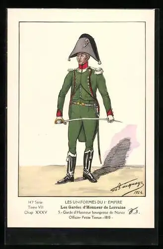 Künstler-AK Les Uniformes du Ier Empire, Les Gardes d`Honneur de Lorraine, Officier Petite Tenue