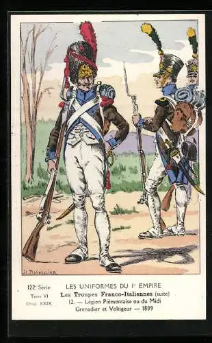 AK Soldaten der Infanterie mit Gewehr, Lègion Pièmontaise ou du Midi Grenadier et Voltigeur 1809