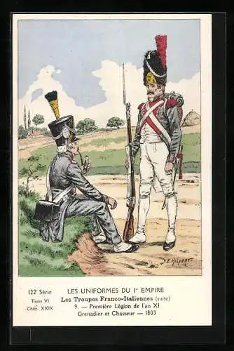AK Soldaten der Infanterie, Première Lègion de l`an XI. - Grenadier et Chasseur 1803