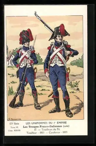 Künstler-AK Les Troupes Franco-Italiennes, Tirailleurs du Pô, Tirailleur, Carabinier