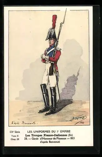 AK französischer Soldat mit Gewehr, Garde d`Honneur de Florence 1813-d`après Benvenuti