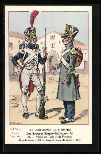 AK Soldaten der Infanterie, Vèlites de Turin et de Florence Grande tenue 1810