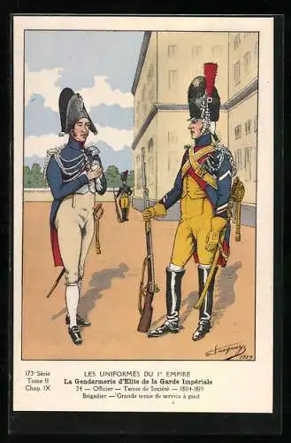 Künstler-AK La Gendarmerie d`Elite de la Garde Impériale, Officier et Brigadier