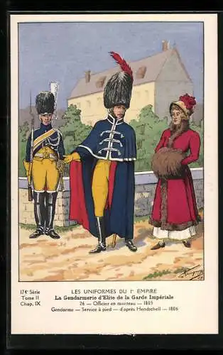 Künstler-AK La Gendarmerie d`Elite de la Garde Impériale, Officier en manteau