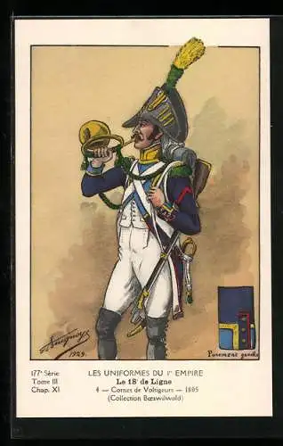 Künstler-AK Le 18. de Ligne, Cornet de Voltigeurs