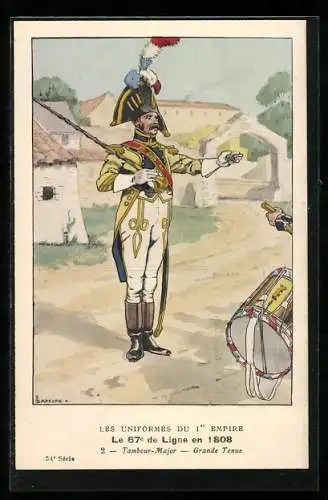 Künstler-AK Le 67. de Ligne en 1808, Tambour-Major