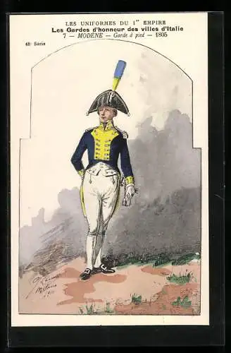 Künstler-AK Les Gardes d`honneur des villes d`Italie, Modène, Garde à pied 1805