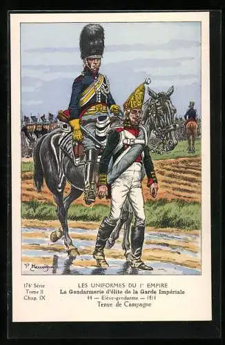 Künstler-AK La Gendarmerie d`élite de la Garde Impériale, Elève-gendarme 1814, Tenue de Campagne