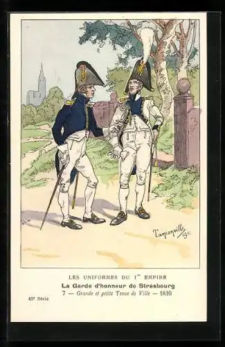 Künstler-AK La Garde d`honneur de Strasbourg, Grande et petite tenue de Ville 1810