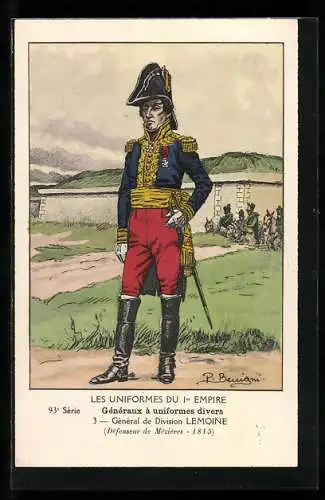 Künstler-AK Généraux à uniformes divers, Général de Division Lemoine 1815