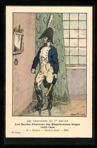 Künstler-AK Les Gardes d`honneur des Départements belges 1803-04, Verviers, Garde à cheval 1804