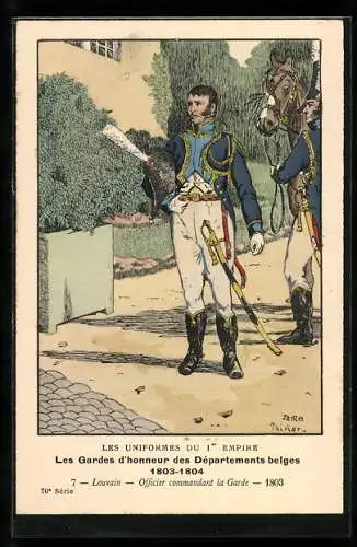 Künstler-AK Les Gardes d`honneur des Départements belges 1803-04, Louvain, Officier commandant la Garde 1803