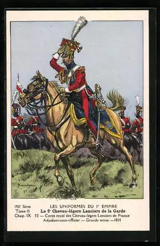 AK Le 2e Chevau-légers Lanciers de la Garde, Corps royal, Adjutdant-sous-officier, 1814