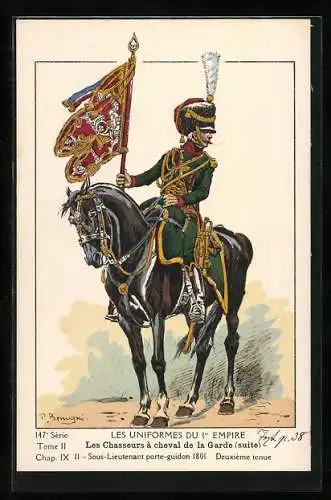 AK Les Chasseurs à cheval de la Garde (suite), Sous-Lieutenant porte-guidon, 1801