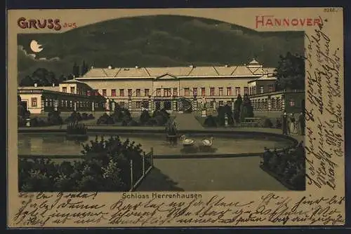 Mondschein-Lithographie Hannover, Das Schloss Herrenhausen