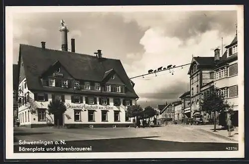 AK Schwenningen a. N., Bärenplatz und Bärenbrauerei