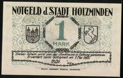 Notgeld Holzminden 1922, 1 Mark, Schützenfest FahnenSchwenken (Bild 3)