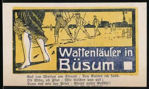 Notgeld Büsum, 1921, 25 Pfennig, Wattenläufer in Büsum, Nordseebad Büsum