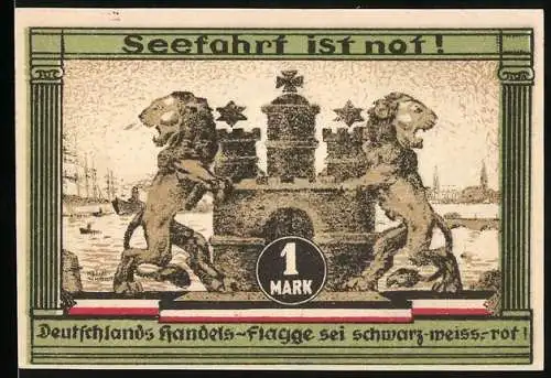 Notgeld Hamburg 1921, 1 Mark, Seefahrt ist not!, Kultur- u. Sportwoche 12.-24. August