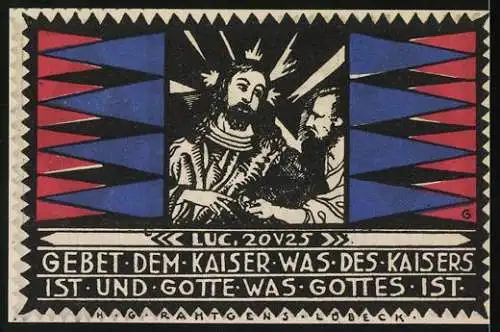 Notgeld Lübeck, 1921, 25 Pfennig, Evangelische Kirche, Kelch und Bibelzitat