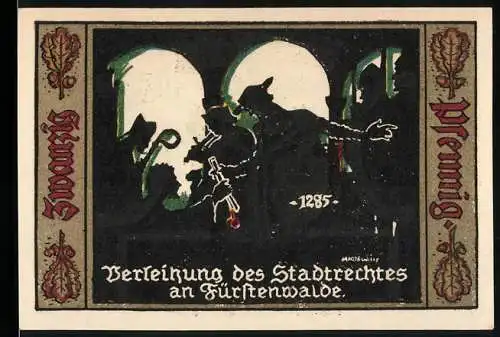 Notgeld Fürstenwalde, 1921, 20 Pfennig, Verleihung des Stadtrechtes und Stadtwappen, Gutschein der Stadt