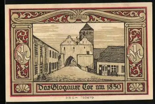 Notgeld Guhrau, 1 Mark, Das Glogauer Tor um 1850, Konto B Guhrau 16764