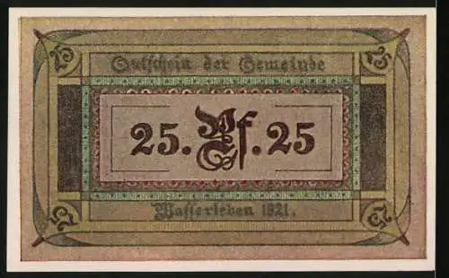 Notgeld Wasserleben 1921, 25 Pfennig, Szenen aus dem Alltag vor 50 Jahren