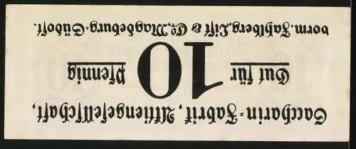 Notgeld Magdeburg, 10 Pfennig, Saccharinfabrik Aktiengesellschaft vorm. Fahlberg, List & Co. Magdeburg-Südost