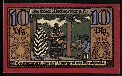 Notgeld Wernigerode a.H., 1921, 10 Pfennig, Volkstrachten aus der Umgebung von Wernigerode