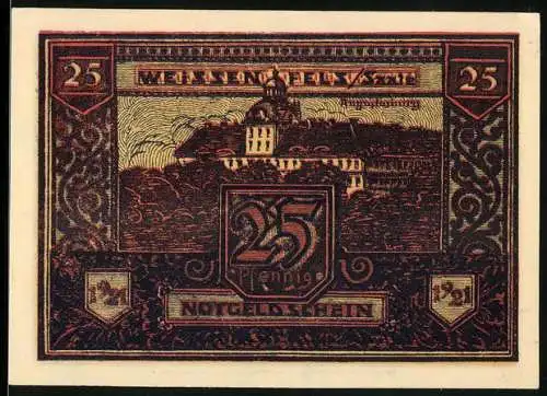 Notgeld Weissenfels, 25 Pfennig, Industriemotiv und Stadtansicht, Handwerk und Landwirtschaft